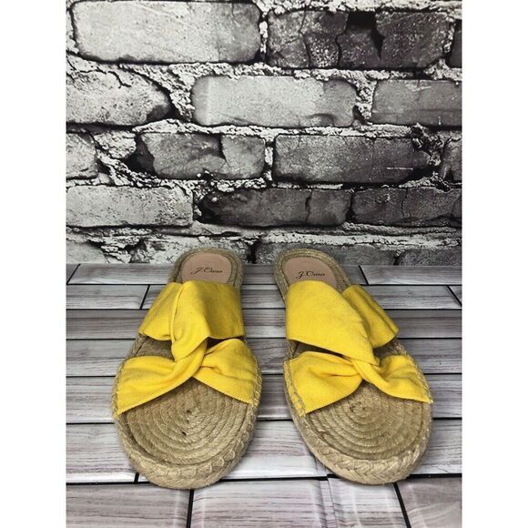 J. Crew Yellow Twisted Canvas Fabric Slide Espadrilles Sandals Women 9M US/40EU - Picture 2 of 16
